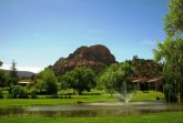 Resort Grounds with Red Rocks in the Background